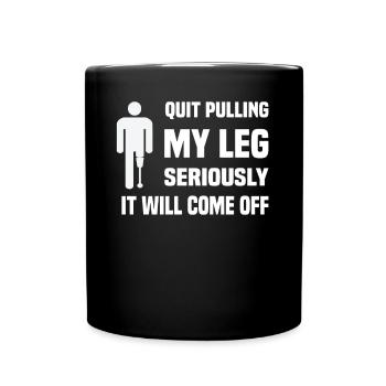 Fauteuil roulant amputé pour handicapés invalidés - Mug uni - noir - Devant