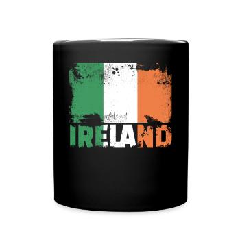 Irland Flag Vintage Distressed Irish Grunge Travel - Tasse einfarbig - Schwarz - Vorne