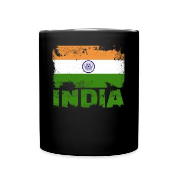 Indien Flagge Vintage Distressed Indian Grunge Tra - Tasse einfarbig - Schwarz - Vorne