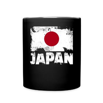 Japan Flagge Vintage Distressed Japaner Grunge -Re - Tasse einfarbig - Schwarz - Vorne