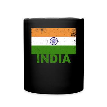 India Flag Vintage Indian Nationality Origin Trave - Tasse einfarbig - Schwarz - Vorne