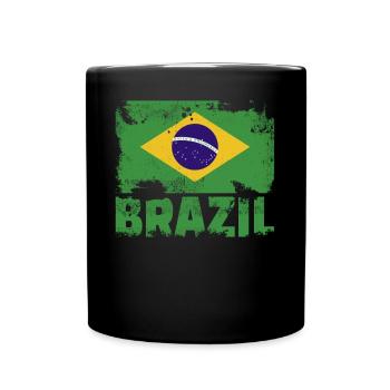 Brasilienflagge Vintage Distressed Brazilian Grung - Tasse einfarbig - Schwarz - Vorne