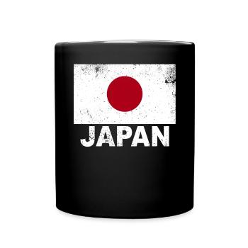 Japan Flag Vintage Japanische Herkunft Nationalitä - Tasse einfarbig - Schwarz - Vorne