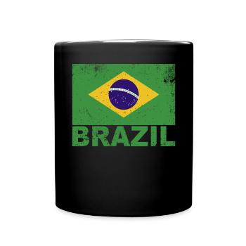 Brasilienflagge Vintage brasilianische Nationalitä - Tasse einfarbig - Schwarz - Vorne