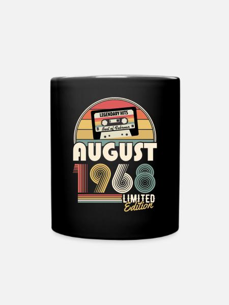 August 1968 Vintage Jahrgang Geburtstag Geschenk - Tasse einfarbig - Schwarz