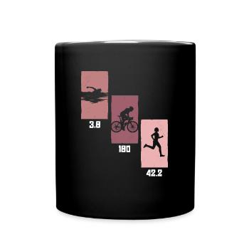 3.8 | 180 | 42.2 - Triathlon Frauen Training - Tasse einfarbig - Schwarz - Vorne