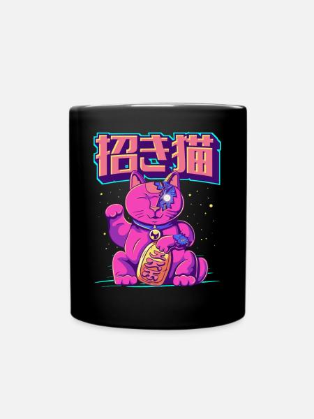 Cyborg Maneki Neko Cat Cyber Esthétique japonaise - Mug uni - noir