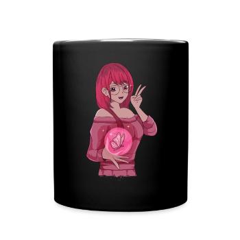 Baddie Girl Aesthetic Anime Girl Butterfly - Full Colour Mug - black - Front