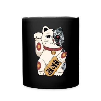 Cyborg Maneki Neko Katze Cyber-Ästhetik - Tasse einfarbig - Schwarz - Vorne