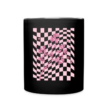 Danish Pastel Aesthetic Cherry Blossom Japanese - Full Colour Mug - black - Front