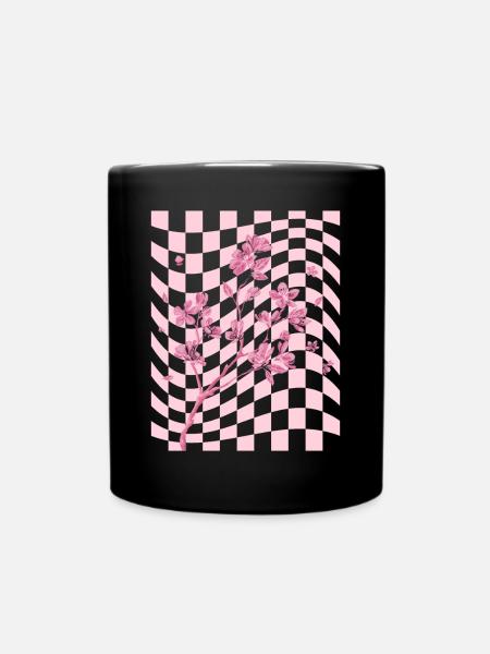 Danish Pastel Aesthetic Cherry Blossom Japanese - Full Colour Mug - black