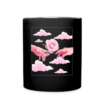 Danish Pastel Aesthetic Pink Rose Creation by - Full Colour Mug - black - Front