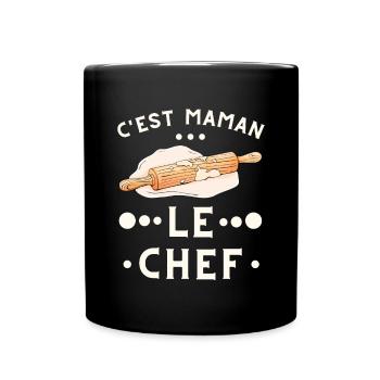 C'est maman le chef - rouleau à pâtisseries - Mug uni - noir - Devant