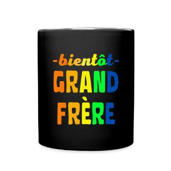 Bientôt Grand Frère couleurs vives - Mug uni - noir - Devant