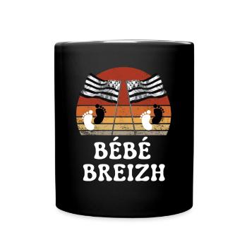 Bébé Breizh BREIZH DRAPEAU BRETAGNE VINTAGE RÉTRO - Mug uni - noir - Devant