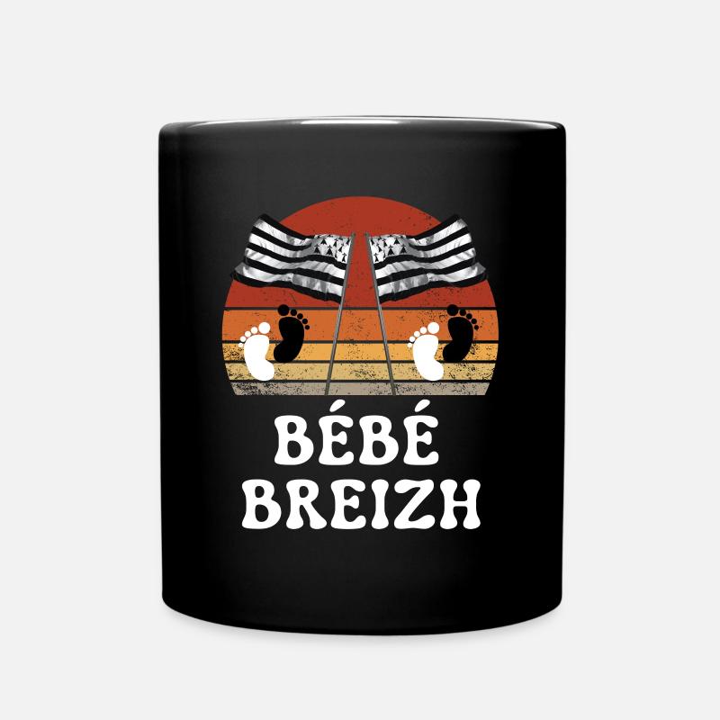 Bébé Breizh BREIZH DRAPEAU BRETAGNE VINTAGE RÉTRO - Mug uni - noir