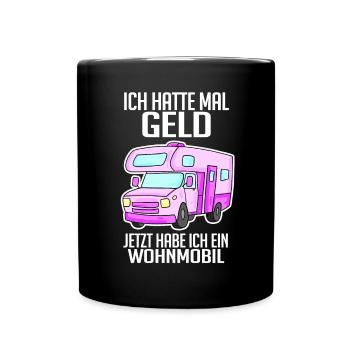 Wohnmobil Wohnwagen Campen Camping - Tasse einfarbig - Schwarz - Vorne