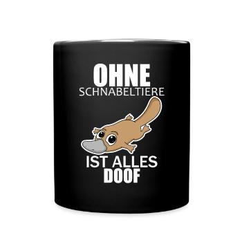 Schnabeltier - Tasse einfarbig - Schwarz - Vorne