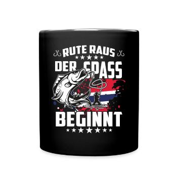 Rute raus der Spass beginnt - Tasse einfarbig - Schwarz - Vorne