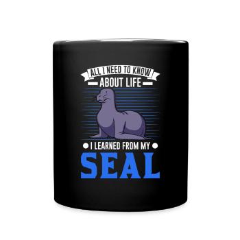 Robbe Geschenk Seal Seelöwe - Tasse einfarbig - Schwarz - Vorne