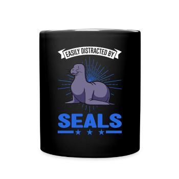 Easily distracted by Seals Sea Lion Robbe - Tasse einfarbig - Schwarz - Vorne