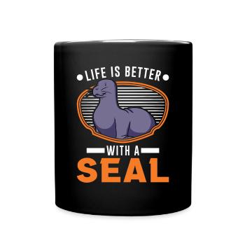 Life is better with a Seal Robbe - Full Colour Mug - black - Front