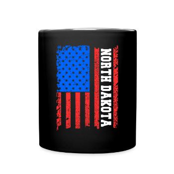 North Dakota Usa Flag Gift - Full Colour Mug - black - Front