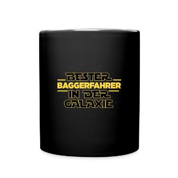Bester Baggerfahrer in der Galaxie Baustelle - Tasse einfarbig - Schwarz - Vorne