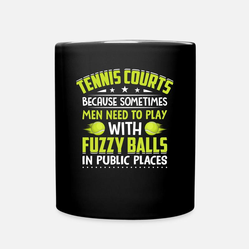 Tennis courts Playing fun with fuzzy balls - Full Colour Mug - black