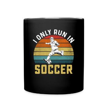 I only run funny football player in football - Full Colour Mug - black - Front