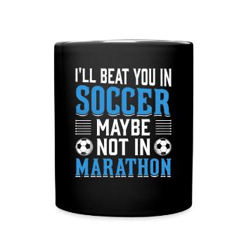 Je t’ai battu plus drôle au football - Mug uni - noir - Devant