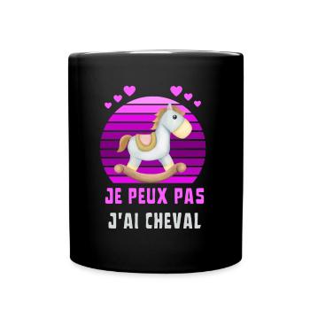 Cheval Equitation Humour - J''ai cheval à bascule - Mug uni - noir - Devant