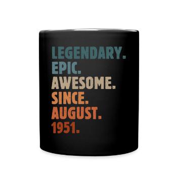 1951 August Vintage Birthday Gift - Full Colour Mug - black - Front