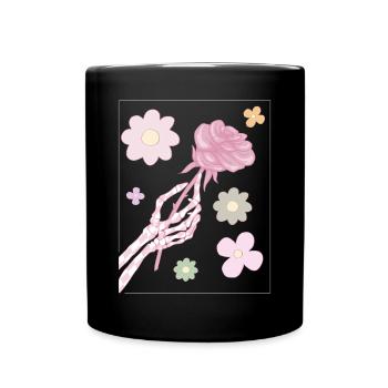 Pastel Danois Esthétique Squelette Main Rouge Rose - Mug uni - noir - Devant