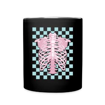 Dänischer Pastell-Ästhetischer Rippenkäfig Skelett - Tasse einfarbig - Schwarz - Vorne