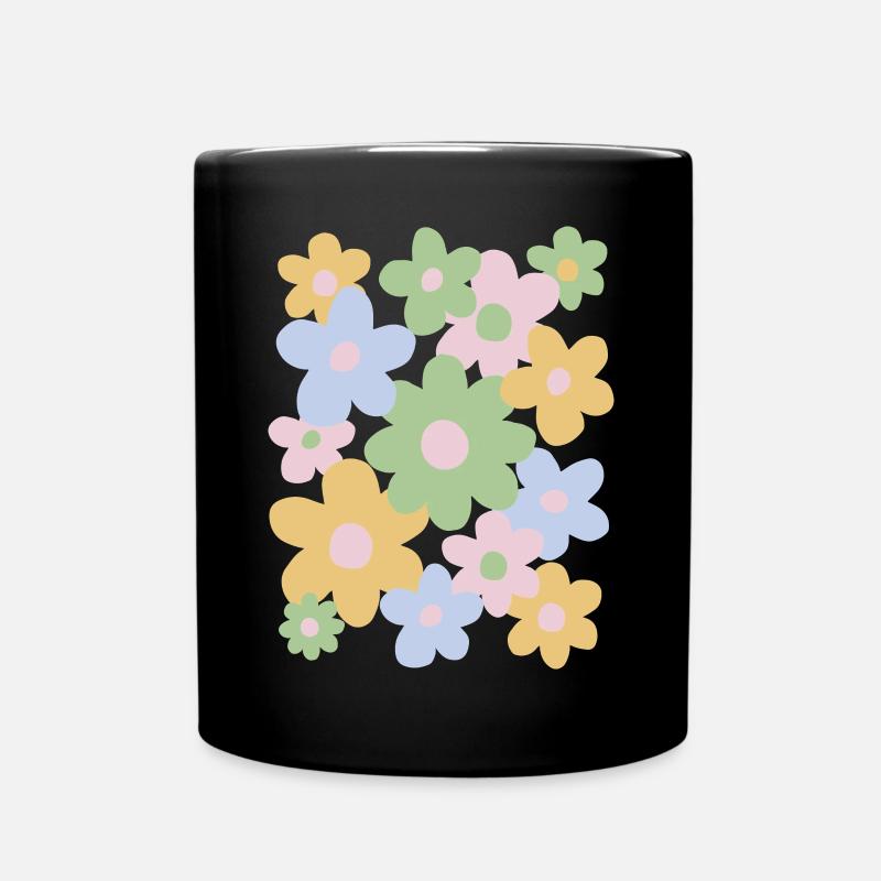 Dänische Blumen in Pastell-Ästhetik - Tasse einfarbig - Schwarz