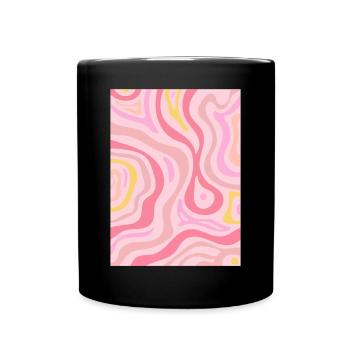 Danish Pastel Aesthetic Abstract Pattern - Full Colour Mug - black - Front