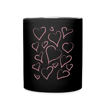 Danish Pastel Aesthetics Abstract Heart Pattern - Full Colour Mug - black - Front