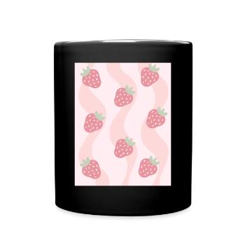 Esthétique pastel danoise Fraises - Mug uni - noir - Devant