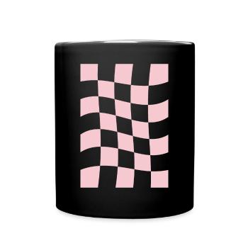 Esthétique pastel danoise à carreaux roses - Mug uni - noir - Devant