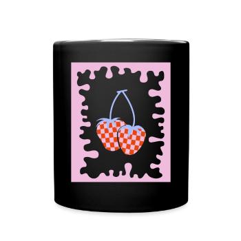 Esthétique pastel danoise à carreaux de fraises - Mug uni - noir - Devant