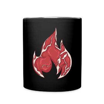 Meatcore Ästhetik Weirdcore Fleisch Feuer Flamme - Tasse einfarbig - Schwarz - Vorne
