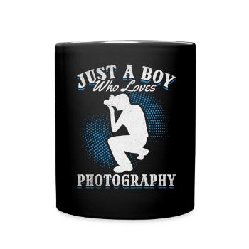 Photographe appareil photo Juste un garçon qui aime la photographie - Mug uni - noir - Devant