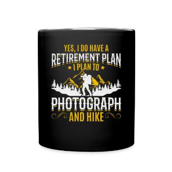 Foto Altersvorsorge Fotografie Wandern Fotograf - Tasse einfarbig - Schwarz - Vorne