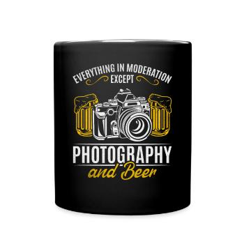 Everything in moderation except photography & beer - Full Colour Mug - black - Front