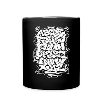 Graffiti Alphabet HandStyle Hip Hop Urban Lackieru - Tasse einfarbig - Schwarz - Vorne