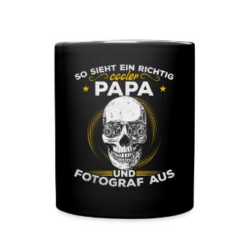 Papa Fotograf So sieht ein richtig cooler Papa und - Tasse einfarbig - Schwarz - Vorne