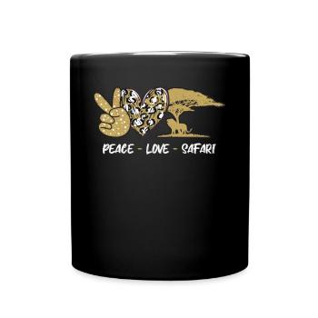 Frieden - Liebe - Safari - Tasse einfarbig - Schwarz - Vorne