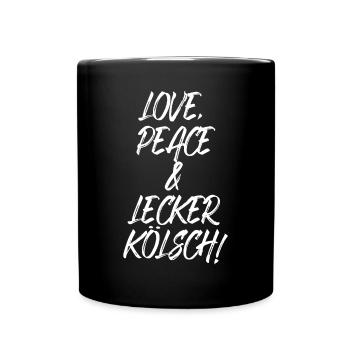 Amour Paix Lecker Kölsch Carnaval de Cologne Cathédrale de Cologne - Mug uni - noir - Devant