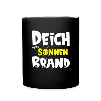 Deich und Sonnenbrand für Camping Urlaub - Tasse einfarbig - Schwarz - Vorne